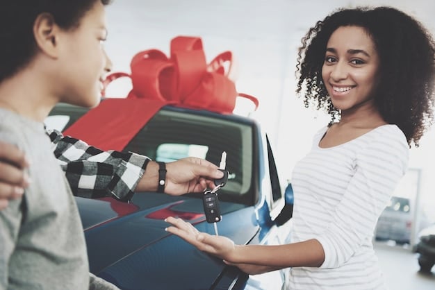 A diverse fleet of modern cars available for rent through a sharing platform, with happy customers picking up keys.