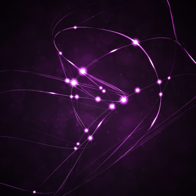 A stylized depiction of interconnected blockchain nodes, representing decentralization and security, with glowing lines flowing between them to symbolize data transfer and trust.