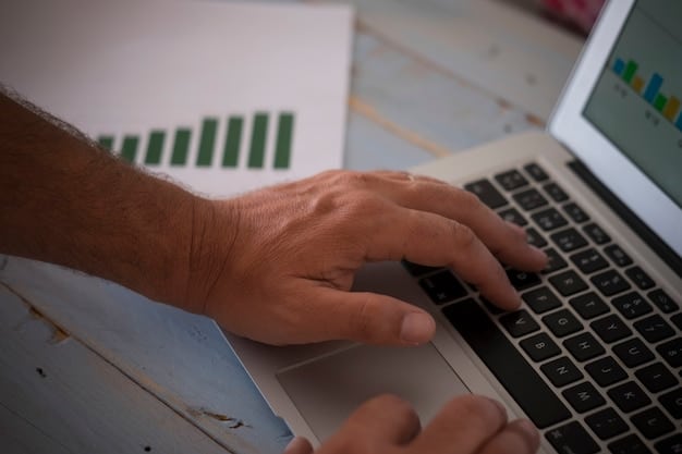 A close-up of hands typing on a laptop, with a financial dashboard showing graphs and charts in the background, representing effective money management for a side hustle.