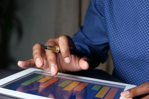 A professional coach using a tablet to outline program modules, with flowcharts and mind maps displayed on the screen, illustrating the process of structured program development. The setting is a modern home office.