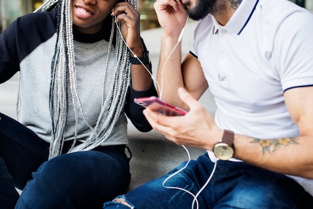 A diverse group of people, headphones on, actively listening to podcasts on their smartphones while commuting or relaxing at home, illustrating wide audience engagement.
