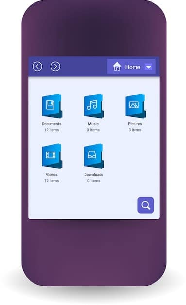 A mobile phone screen showing an app store search bar with a magnifying glass, surrounded by arrows and icons representing various marketing channels like social media, analytics, and advertising symbols, illustrating app marketing strategies.