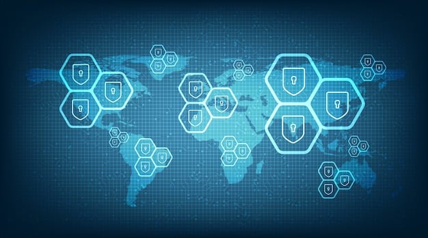 A digital shield icon with various international privacy regulation symbols (GDPR, CCPA) surrounding it, illustrating global data protection compliance and legal safeguarding.