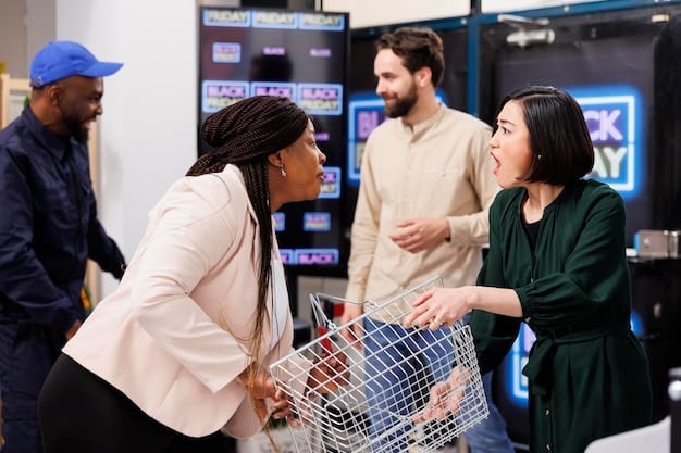 A diverse team of e-commerce professionals collaborating around a large monitor displaying complex data analytics dashboards with colorful charts and graphs, indicating insightful discussions and data-driven decisions.
