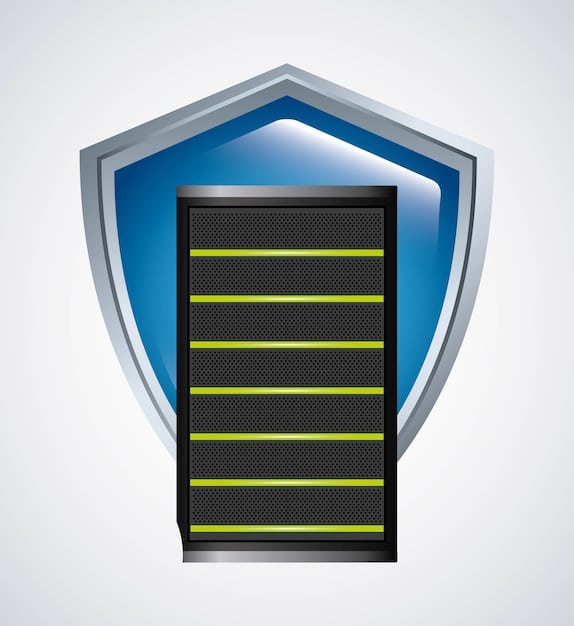 A digital representation of a lock and shield icon over a server rack, symbolizing data security and compliance in a complex network environment. The background features glowing lines of code and data flow, suggesting advanced technology.